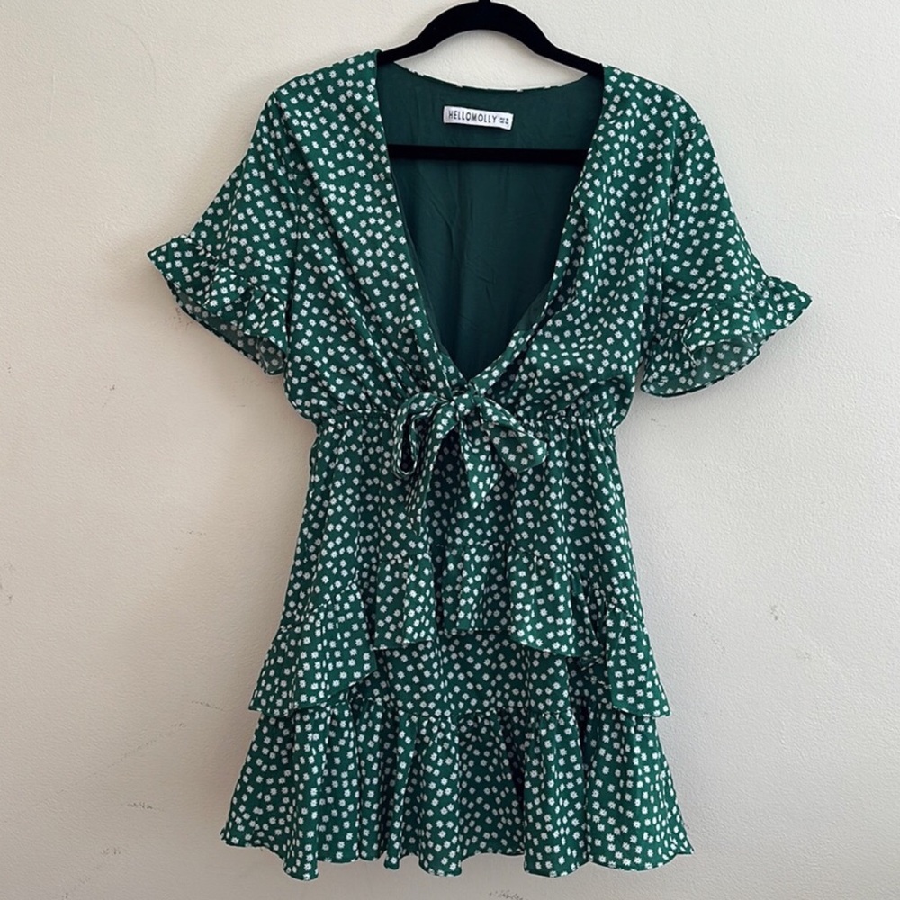 Hello Molly Green Tie Front Dress - Picture 4 of 6